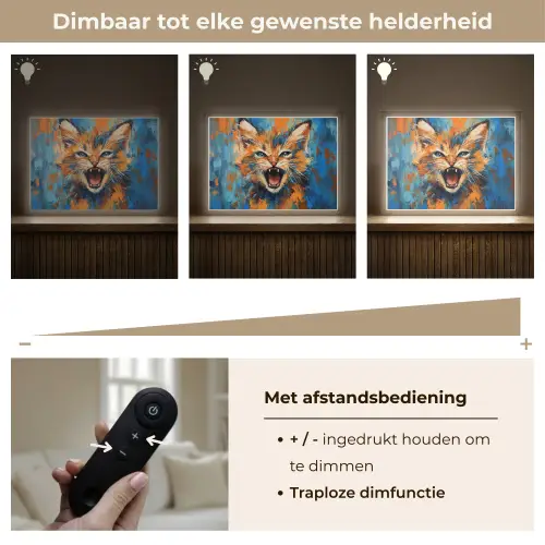 Kat - Kleurrijk - Oranje - Blauw Light Box met batterij (Wandlamp) middel -USP_dimbaarNL
