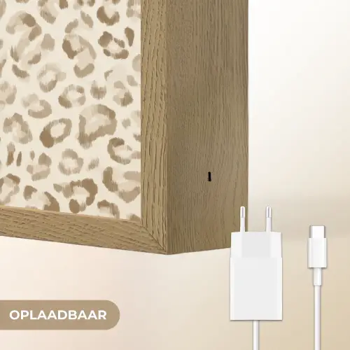 Luipaard - Klassiek - Beige Light Box met batterij (Wandlamp) middel 907 -USP_websiteoplaadbaarNL