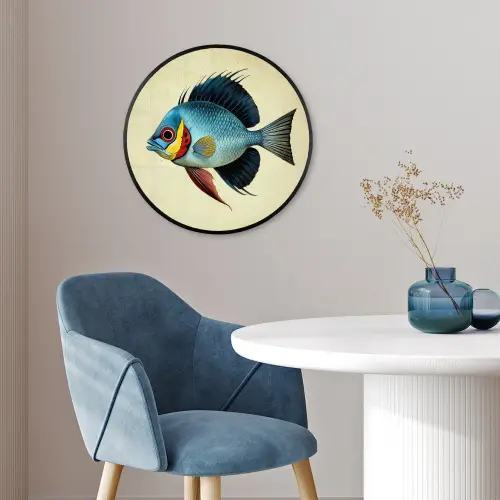 Blauw - Kieuwen - Vis - Illustratie Fotolijst rond zonder passe partout klein -sfeer2