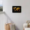 Wereldkaart - Goud - Druipen - Zwart tuinposter los doek klein -sfeer8