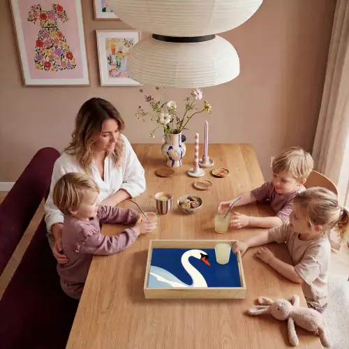 Zwaan - Wit - Snavel - Illustratie Dienblad Rechthoek middel -sfeer4