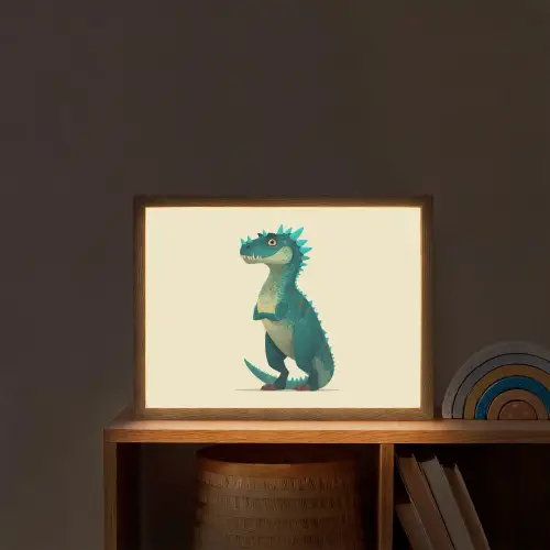 Dinosaurus - Turquoise - Stekels Light Box met batterij (Wandlamp kind) middel -sfeer1_kind