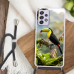 Toekan - Jungle - Natuur - Kleurrijk Hoesje Samsung Galaxy A52 5G met koord klein -sfeer4