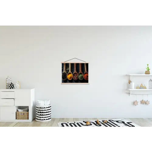 Houten - Lepels - Specerijen - Kruiden textielposter latten blank klein -kinderkamer