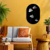 Orchidee - Bloemen - Zwart - Wit - Stilleven Wandcirkel Ovaal Forex klein -sfeer4