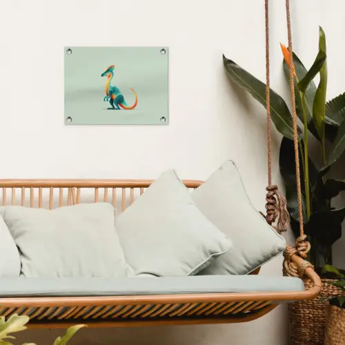 Staart - Dino - Minimalistisch - Blauw tuinposter los doek klein -sfeer7