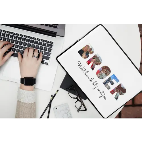 Broer - Lettercollage laptophoes neopreen klein -bureau