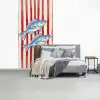 Vissen - Verticale strepen - Blauw - Rood fotobehang vinyl groot -slaapkamer