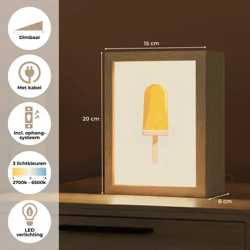 Oranje - Stokje - Waterijsje Light Box met kabel (Tafellamp) klein -USP_NL