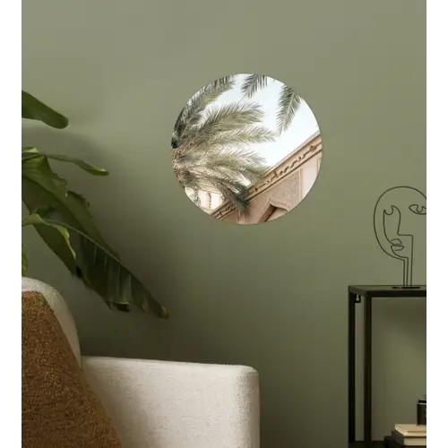 Gebouw - Palmbomen - Beige - Zon Wandcirkel behangsticker klein -sfeer2