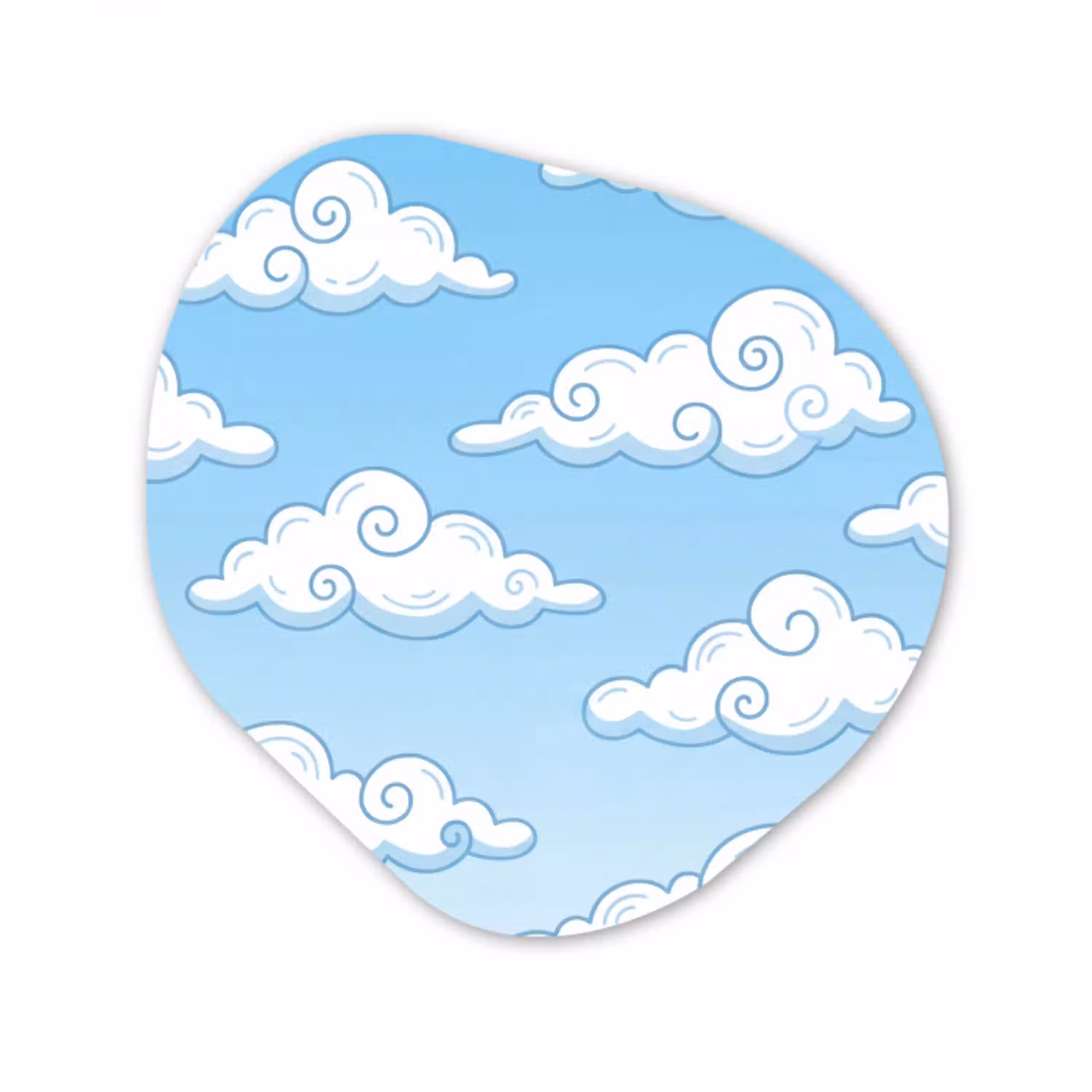 Wolk - Lucht - Cartoon - Blauw - Wit Wandcirkel Organisch Forex 3mm klein -3d
