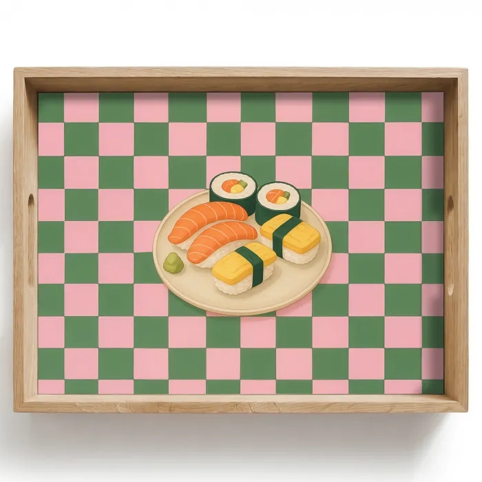 Sushi - Bord - Geblokt - Groen Dienblad Rechthoek middel -z3d_shopping