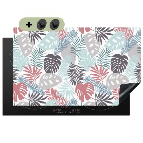 Bladeren - Tropical - Pastel - Jungle Inductie beschemer met haakjes klein -3d