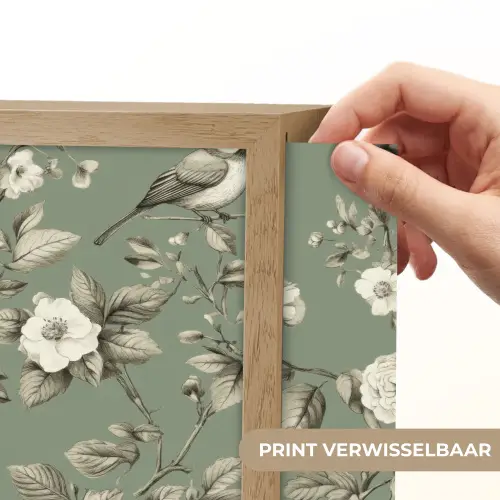 Botanisch - Vogels - Groen Light Box met batterij (Wandlamp) middel 907 -USP_websiteprintNL
