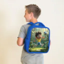 Voetbal - Jongen - Bos Kinderrugzak - Blauw middel -sfeer2