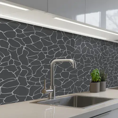 Design - Geometrie - Zwart keuken achterwand 2 middel 871 -3d_schuin