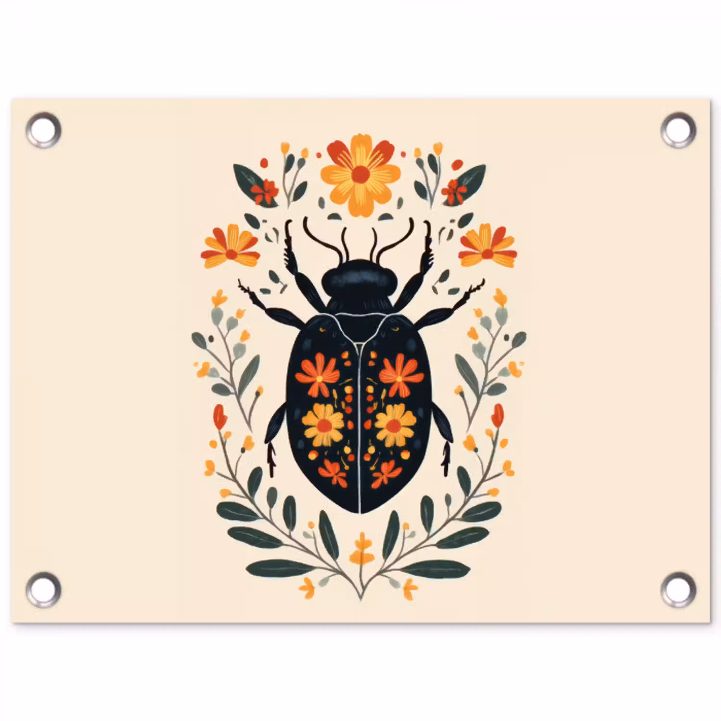 Bloemen - Oranje - Planten - Sierlijk tuinposter los doek klein -3d