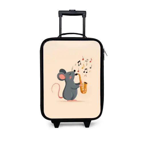 Muis - Saxofoon - Muzieknoten Kinderkoffer - Zwart klein -3d