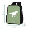 Groen met T-rex dino Rugzak - Zwart middel -productfoto_formaten