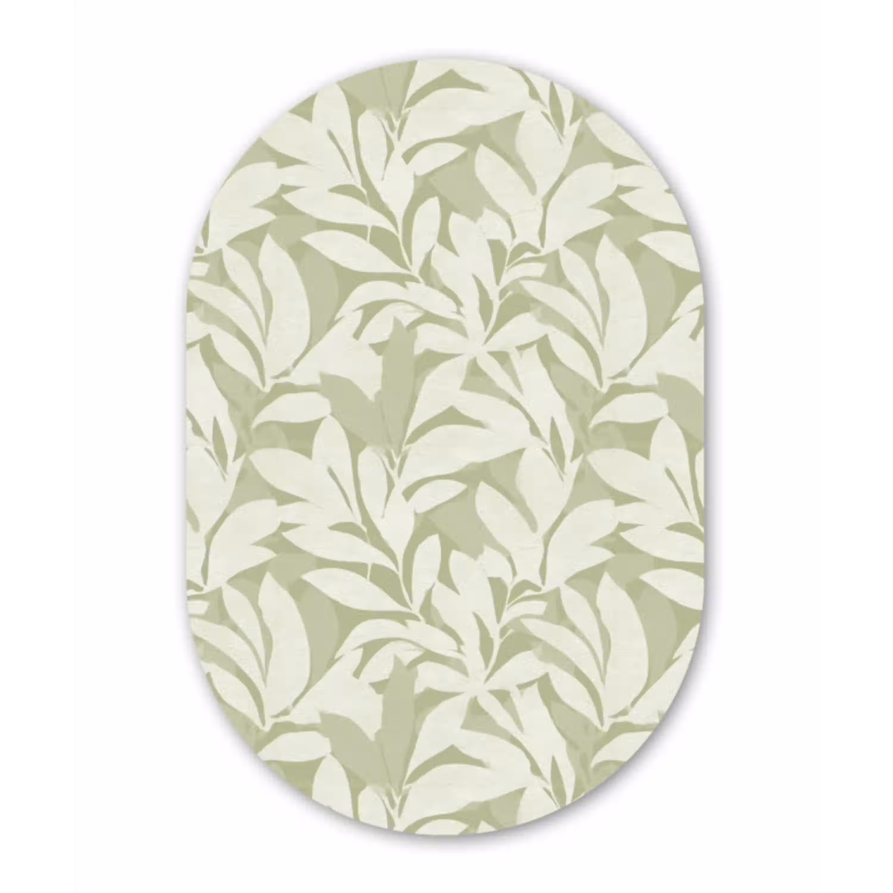 Saliegroen - Botanisch - Minimalistisch - Patroon Wandcirkel Ovaal Glas middel 847 -3d