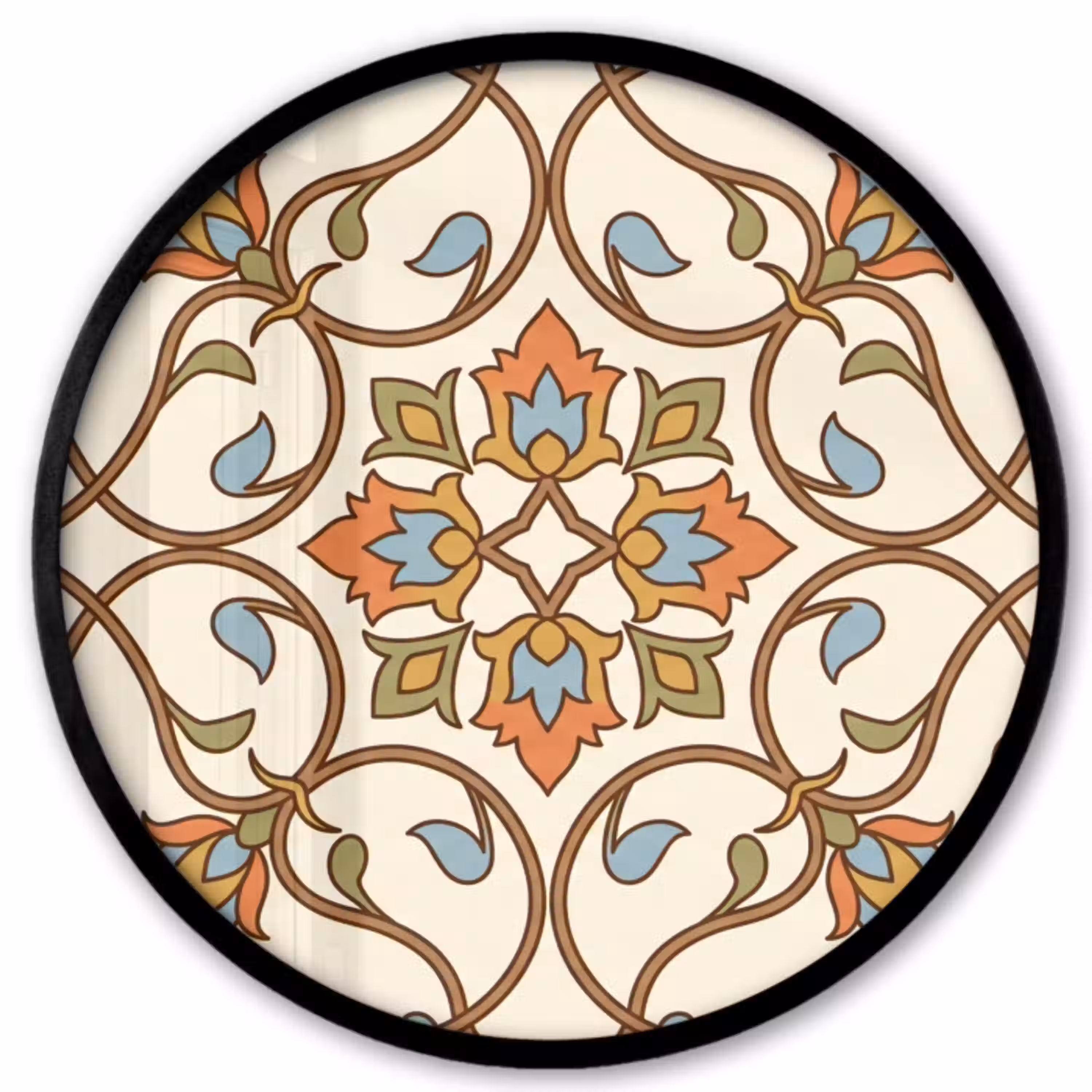 Patroon - Bloemen - Ornament - Kleurrijk Fotolijst rond zonder passe partout klein -3d