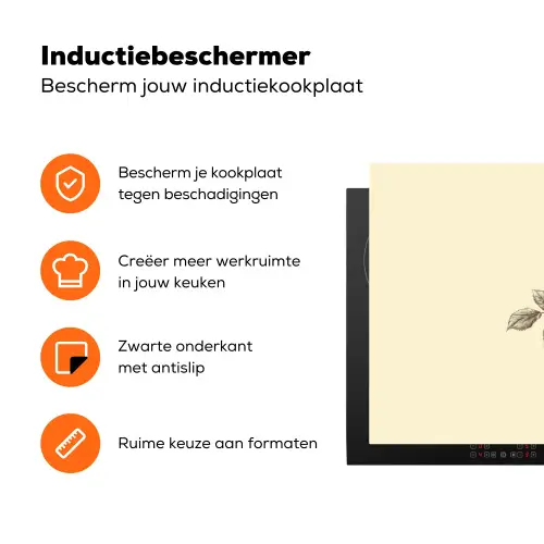 Illustratie - Zwart - Roos Inductie beschermer vinyl 3mm klein -zzzzzzz-td-ups