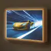 Auto - Geel - Race - Blauw Light Box met batterij (Wandlamp kind) middel -z3d_website