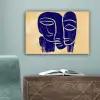 Okergeel - Blauw - Eenvoudige lijnen canvas 2cm klein -sfeer4