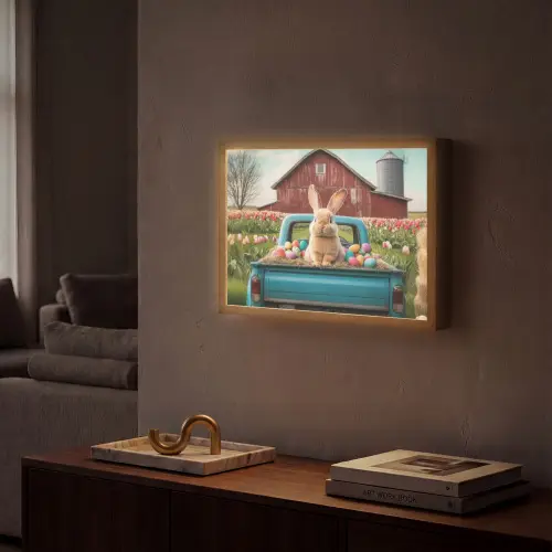 Konijn - Boerderij - Eieren Light Box met batterij (Wandlamp) middel -sfeer1
