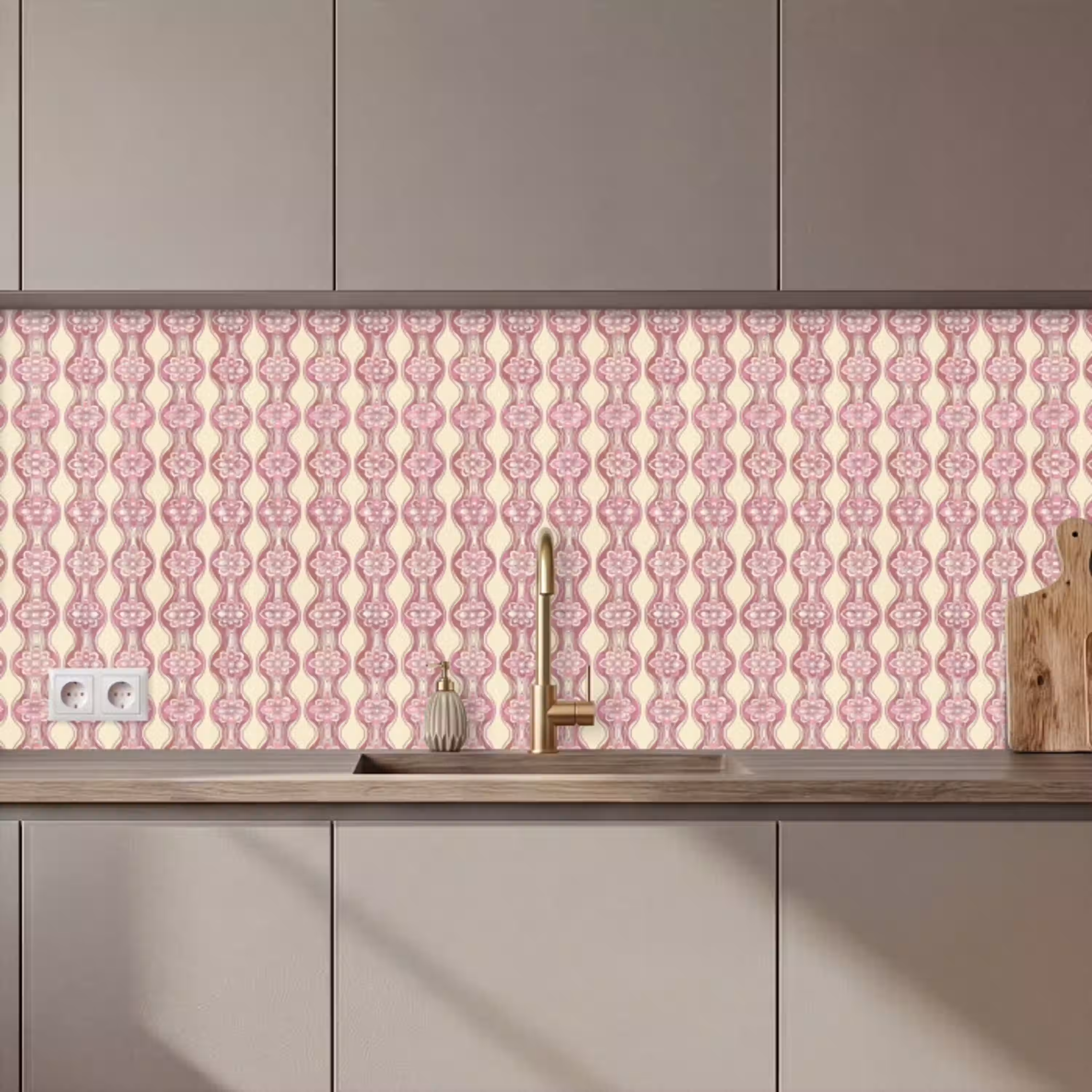 Paarsroze - Bloemen - Retro - Patroon keuken achterwand 2 middel 871 zz_3dshopping