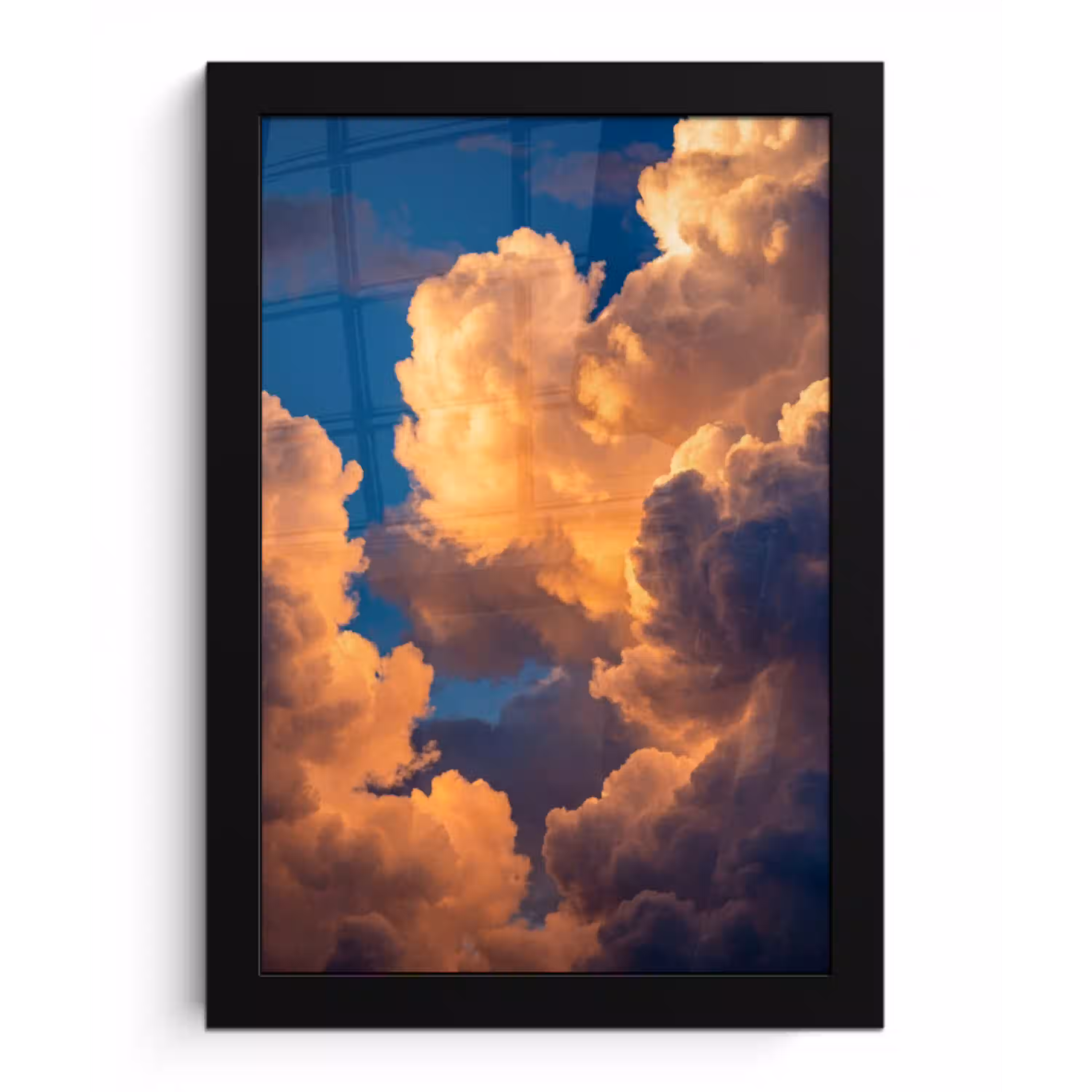 Wolken - Zonsondergang - Natuur - Oranje - Blauw fotolijst zwart zonder passe partout klein -3d
