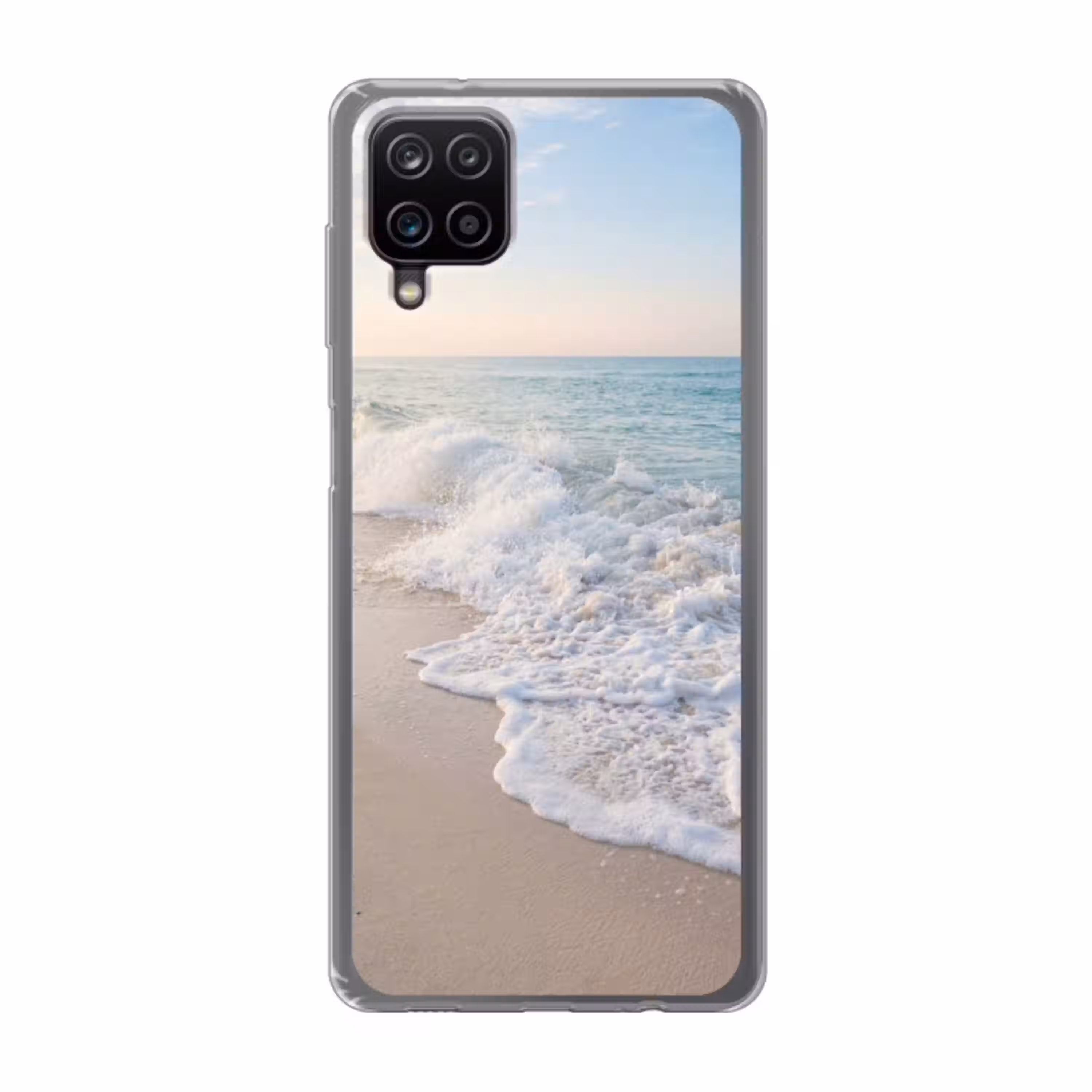 Zee - Golven - Strand - Natuur - Wit Telefoonhoesje Samsung Galaxy A12 klein -3d