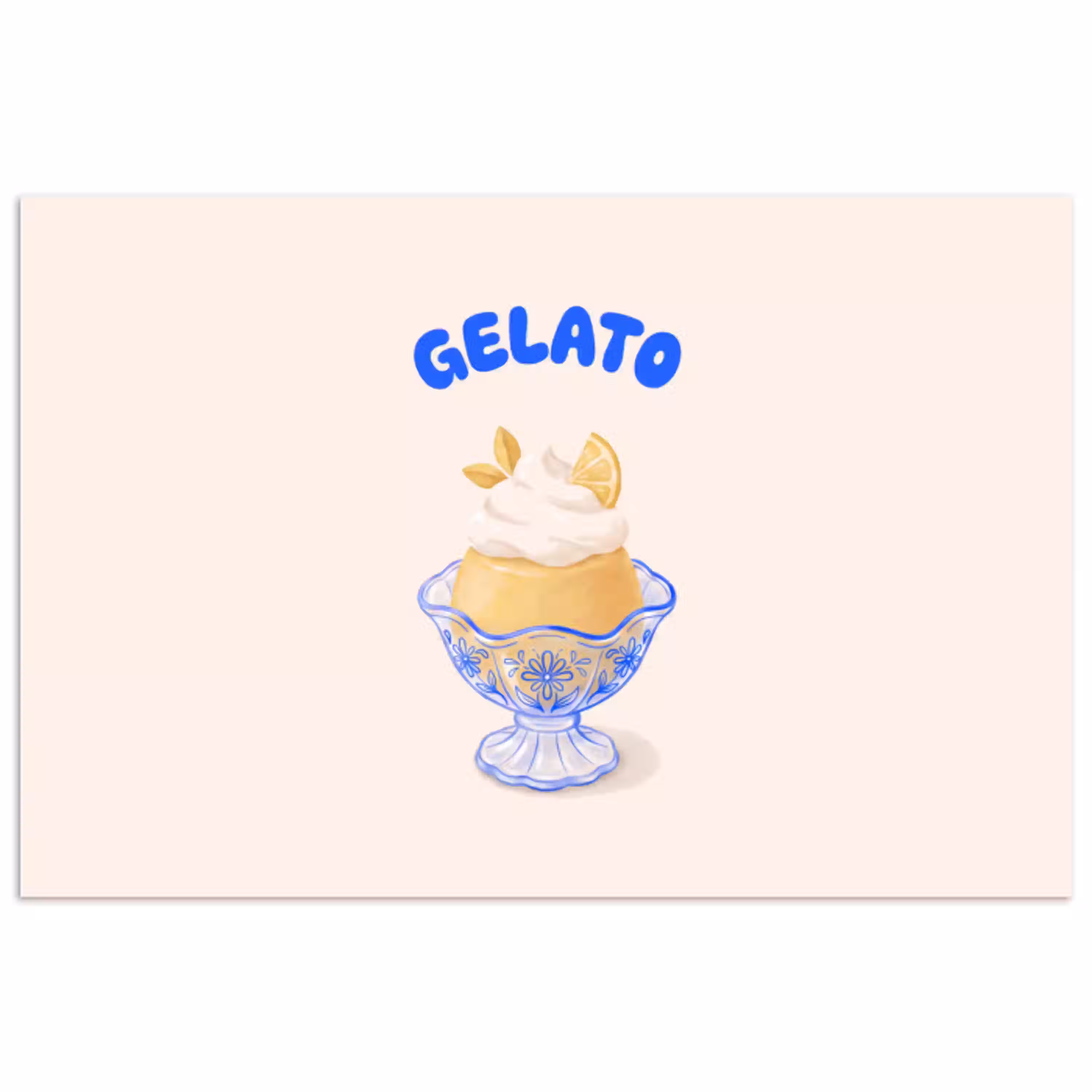 IJs - Citroen - Illustratie - Geel - Dessert poster papier klein -3d
