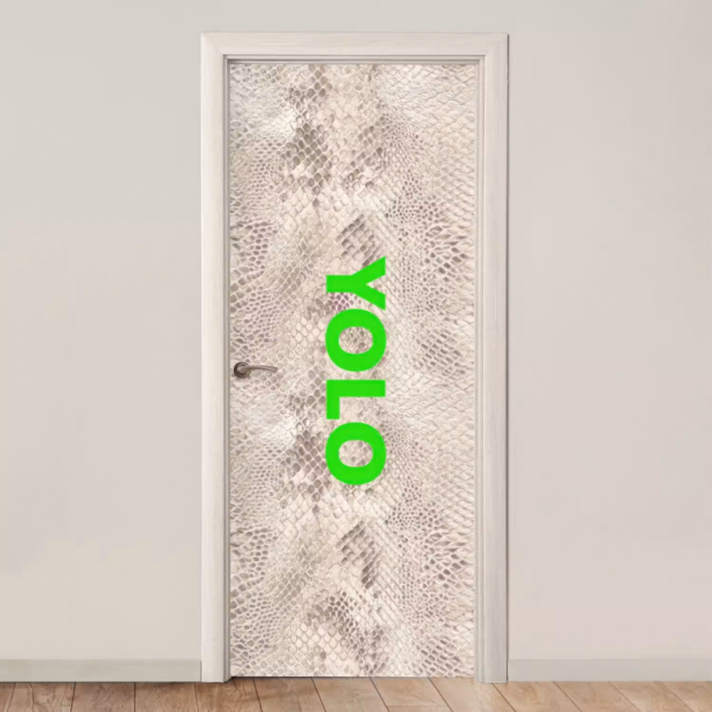 YOLO - Groen - Neon - Slangenprnt deurposter klein -3d_beige