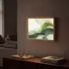 Golven - Abstract - Lichtgroen - Sierlijk Light Box met batterij (Wandlamp) middel -sfeer1