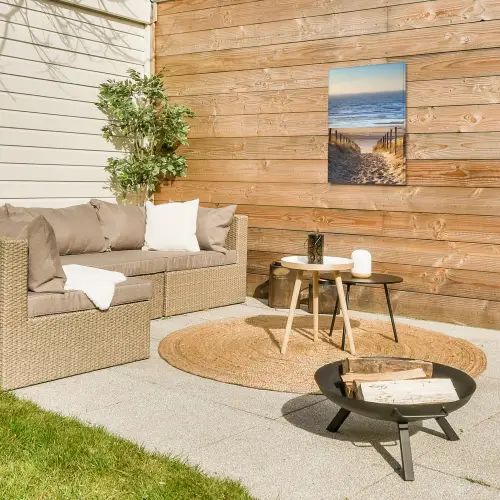 Strandpad bij Zonsondergang Tuinposter op houten frame 2 cm dik klein -sfeer2