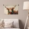 Kerst - Schotse Hooglander - Bruin - Krans Wandkleed katoen klein -sfeer4