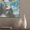 Vrouw - Bril - Regenboog - Wolken PET vilt klein -sfeer6_closeup