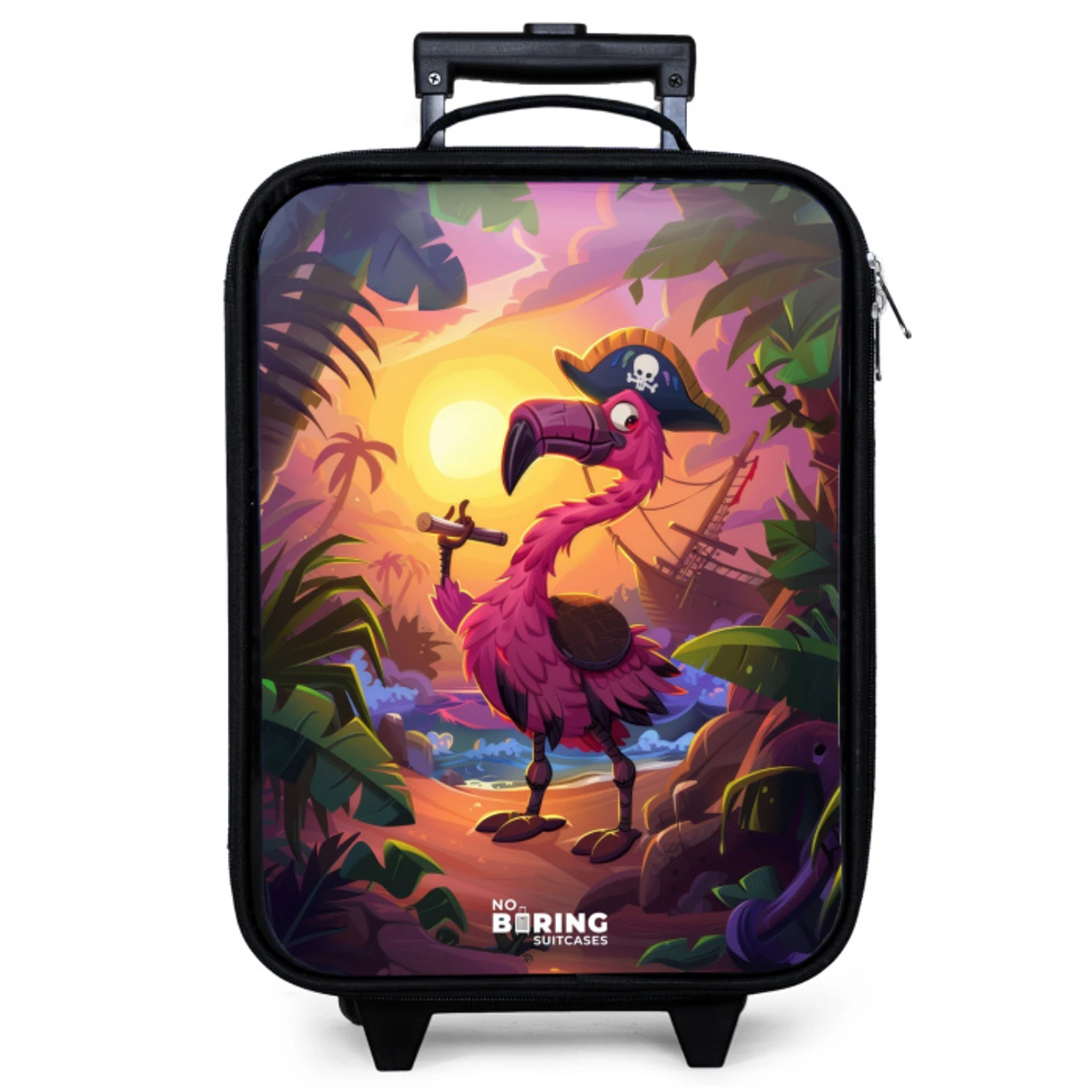 Piraten flamingo op een tropisch pad Kinderkoffer - Zwart klein -zzz_website3d