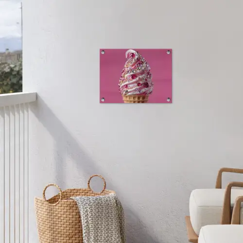 Softijs - Edelstenen - Roze - Hoorntje tuinposter los doek klein -sfeer8