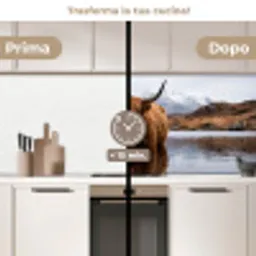 Schotse hooglander - Bruin - Water keuken achterwand 2 middel -voor-na2_IT