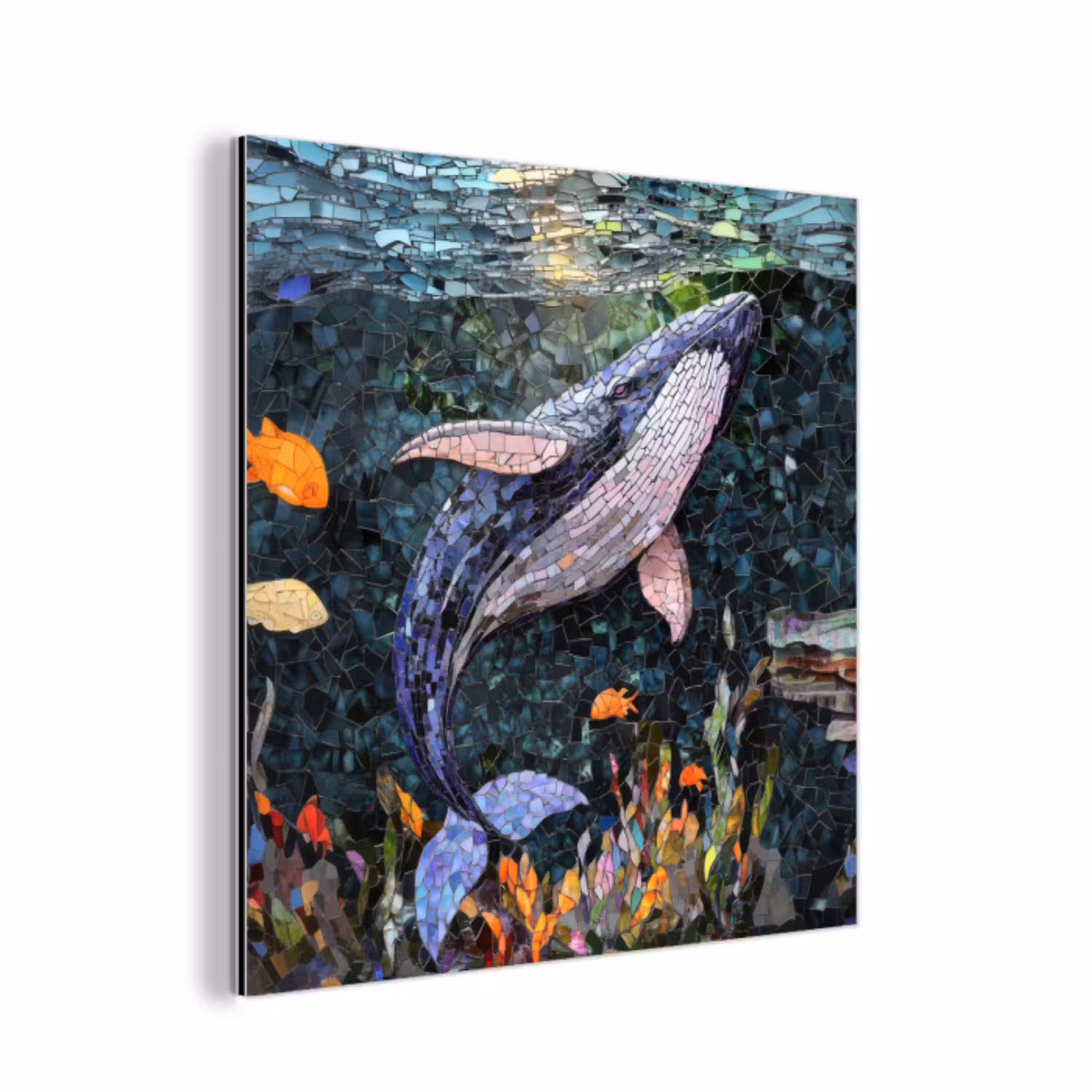 Mozaïek - Walvis - Koraal - Water aluminium wit klein -3d