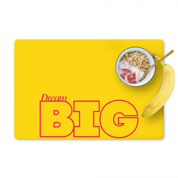 Dream big - Geel - Grafisch Placemat vinyl groot -zzzproduct_Kitchenyeah-website