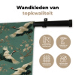 Kersenbloesem - Kraamvogels - Groen Wandkleed katoen klein 269 -sfeer2