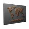 Wereldkaart - Koffie - Grijs canvas 2cm klein -z3d