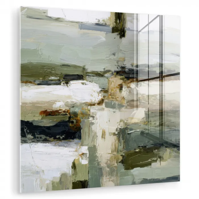 Penseelstreken - Groen - Abstract - Japandi plexiglas 5mm klein -zzzproduct_nieuw