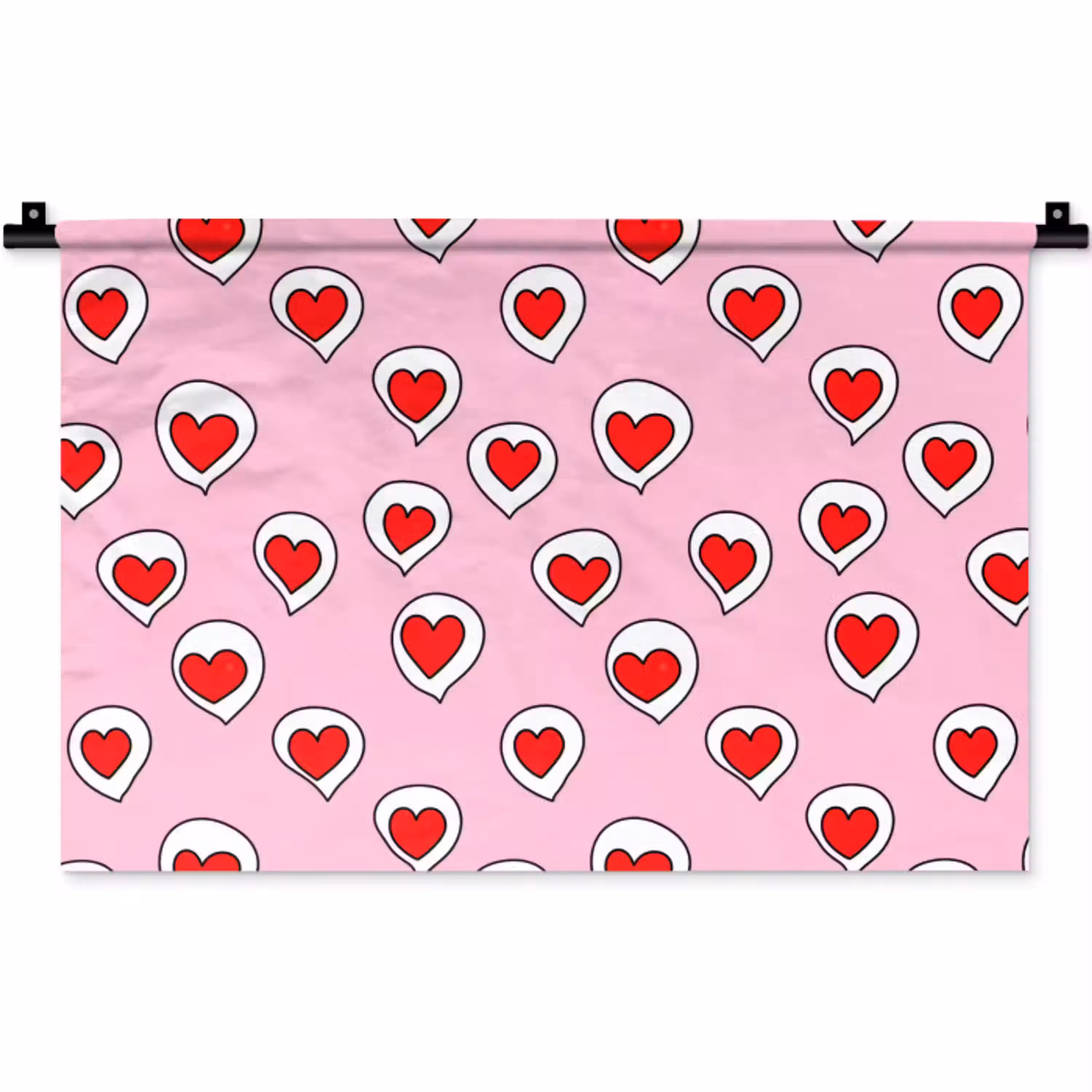Hartjes - Patroon - Rood Wandkleed katoen klein 269 -zz3d
