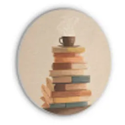 Boeken - Toren - Koffie - Beige Akoestische PET Vilt - Rond klein -3d