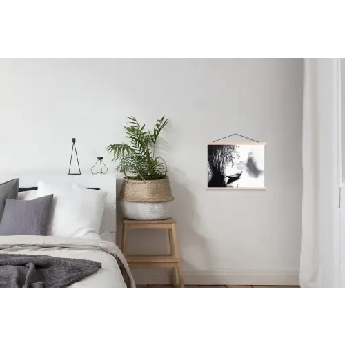 Boot - Rivier - Bamboe - Wit textielposter latten blank klein -woonkamer