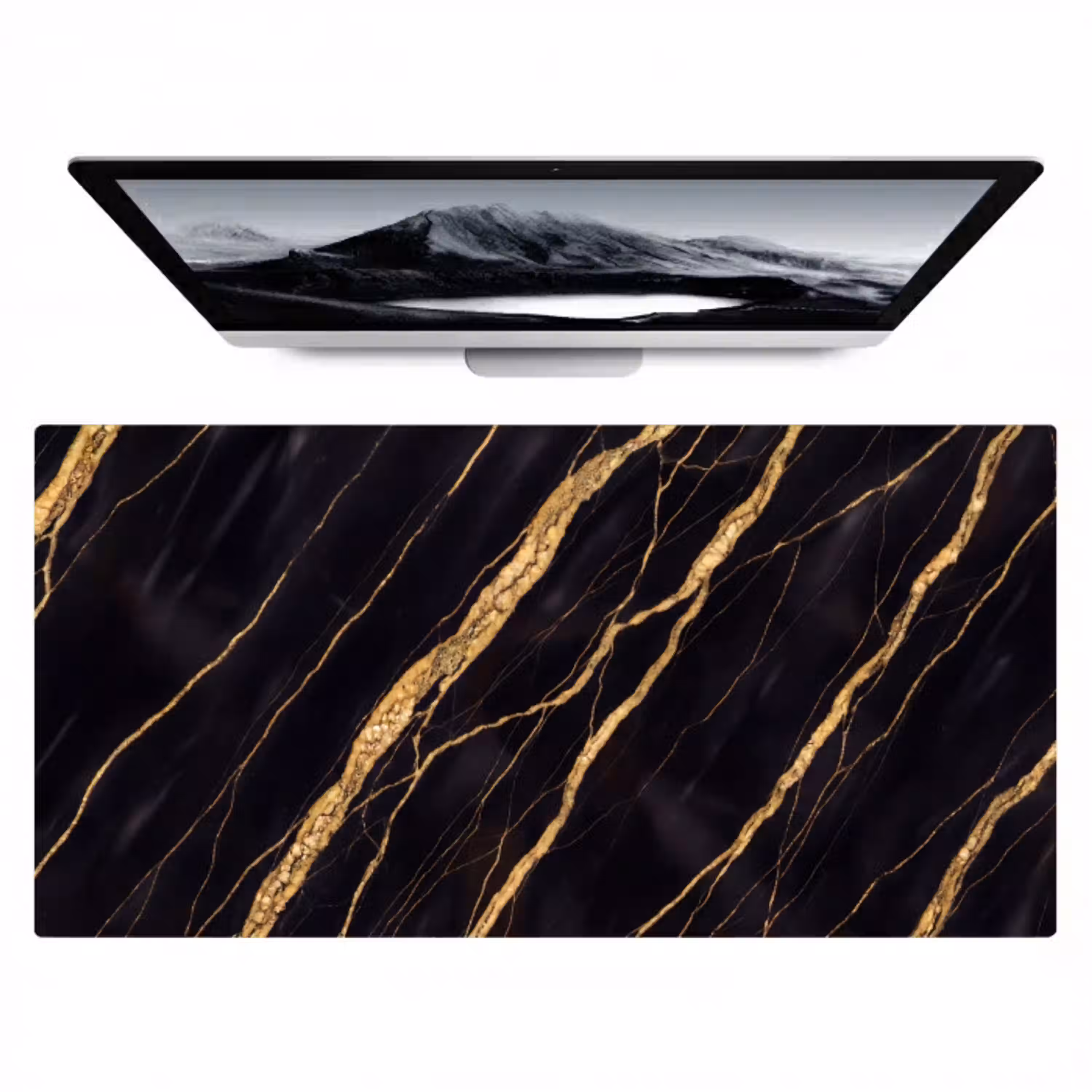 Marmer - Goud - Textuur - Abstract - Zwart Muismat XXL klein -zzz3d